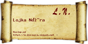 Lojka Nóra névjegykártya